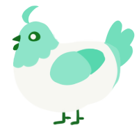 Toothpaste, a white and mint chicken with a head pattern
