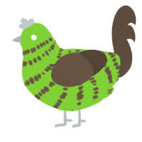 A grass and bark chicken with a bar pattern