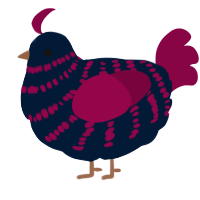 A tumblr and maroon chicken with a bar pattern
