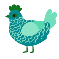 A teal and mint chicken with a lace pattern