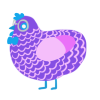 A blurple and lavender chicken with a lace pattern