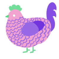 A pink and blurple chicken with a lace pattern