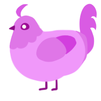 Oinkie, a lavender and orchid chicken with a head pattern