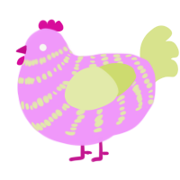A lavender and lemon chicken with a bar pattern