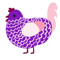lard, a violet and rose chicken with a lace pattern