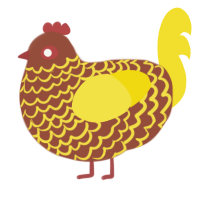 A russet and yellow chicken with a lace pattern