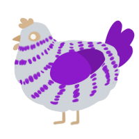 A mist and violet chicken with a bar pattern