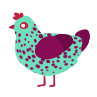A mint and wine chicken with a speckle pattern