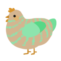 A beige and spring chicken with a bar pattern