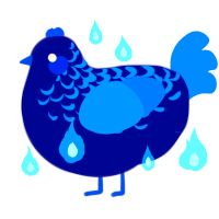 cordon bleu, a navy and sapphire chicken with a half-lace pattern