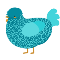 December, a sea and aqua chicken with a double-lace pattern