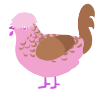 jolly rancher ii, a pink and brown chicken with a half-lace pattern