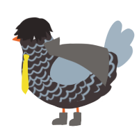 The Masked Chicken, a silver and bark chicken with a lace pattern