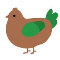 A brown and viridian chicken