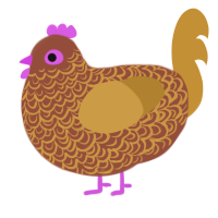 pottery, a russet and gold chicken with a double-lace pattern