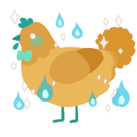 A honey and orange chicken with a head pattern