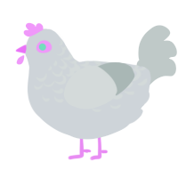Faust, a mist and silver chicken with a half-lace pattern