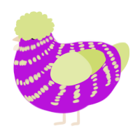 A amethyst and lemon chicken with a bar pattern