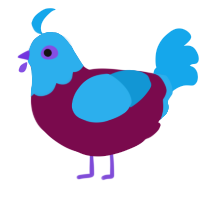 A wine and sky chicken with a head pattern