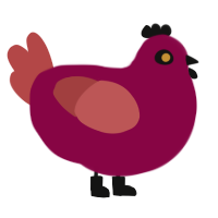 reviL, a maroon and red chicken