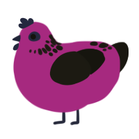 Trick or Treat, a amethyst and sable chicken with a neck-speckle pattern
