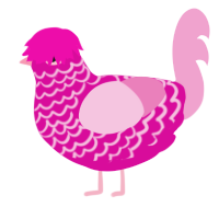 Hyperfem, a fuchsia and pink chicken with a lace pattern