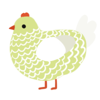 Pastachio Frosting, a lemon and white chicken with a lace pattern
