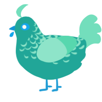 A turquoise and mint chicken with a half-lace pattern