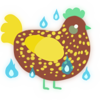 A russet and yellow chicken with a speckle pattern