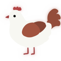 Goober, a white and russet chicken