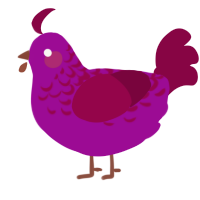 A plum and maroon chicken with a half-lace pattern