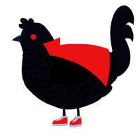 Eyeless, a white chicken with a lace pattern