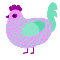 A lavender and mint chicken with a lace pattern