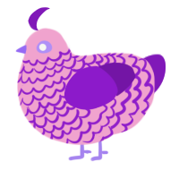 A pink and violet chicken with a lace pattern