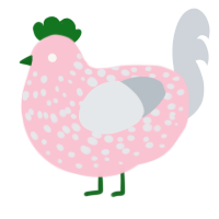 pinkshroom, a rose and mist chicken with a speckle pattern