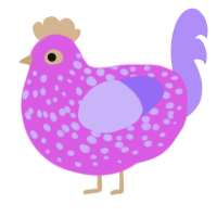 A orchid and lilac chicken with a speckle pattern