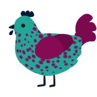 RadMold, a turquoise and wine chicken with a speckle pattern