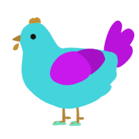A aqua and amethyst chicken