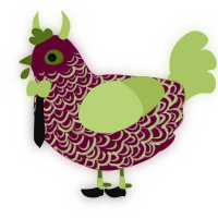 A maroon and apple chicken with a double-lace pattern