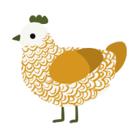 A white and ochre chicken with a double-lace pattern