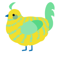 A yellow and spring chicken with a bar pattern