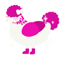 Life in plastic, a white and fuchsia chicken with a neck-speckle pattern
