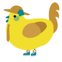 A yellow and gold chicken