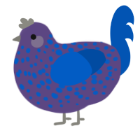 A overcast and ultramarine chicken with a speckle pattern