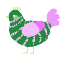 A viridian and lavender chicken with a bar pattern
