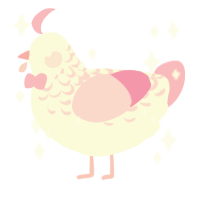 A white and pink chicken with a half-lace pattern