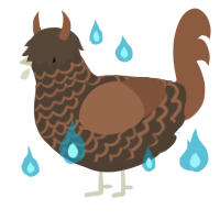 fright, a bark and brown chicken with a lace pattern