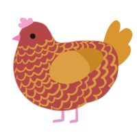 (unnamed), a red and orange chicken with a lace pattern