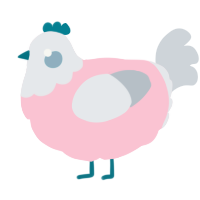 A rose and mist chicken with a head pattern
