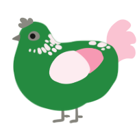 (unnamed), a viridian and rose chicken with a neck-speckle pattern